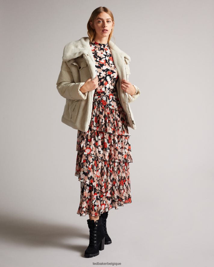 être Ted Baker femmes doudoune borj en tissus mélangés liilla Ivoire FR8J42587 vêtements