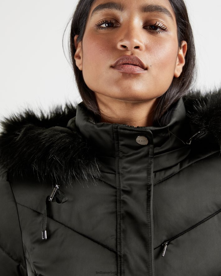 être Ted Baker femmes doudoune longue à ceinture samira noir FR8J42658 vêtements