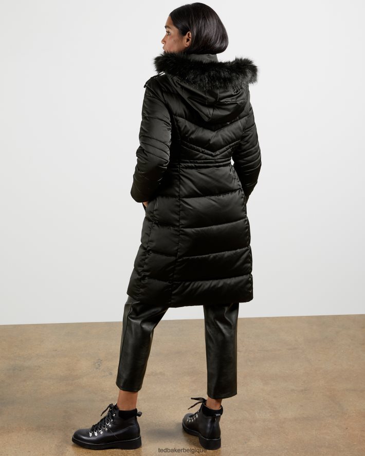 être Ted Baker femmes doudoune longue à ceinture samira noir FR8J42658 vêtements