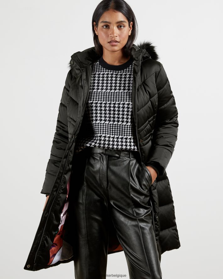 être Ted Baker femmes doudoune longue à ceinture samira noir FR8J42658 vêtements