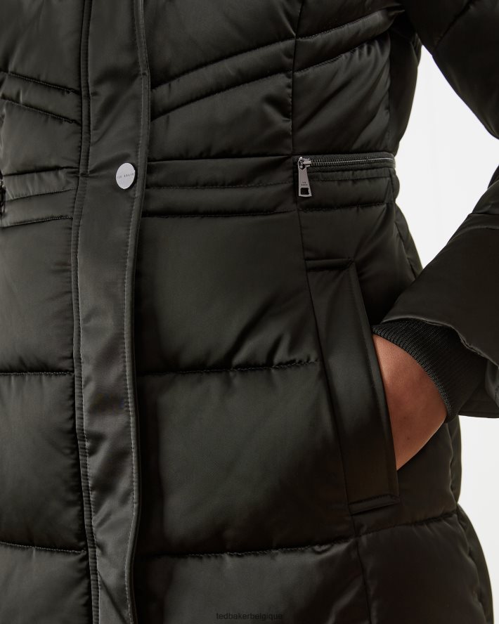 être Ted Baker femmes doudoune longue à ceinture samira noir FR8J42658 vêtements