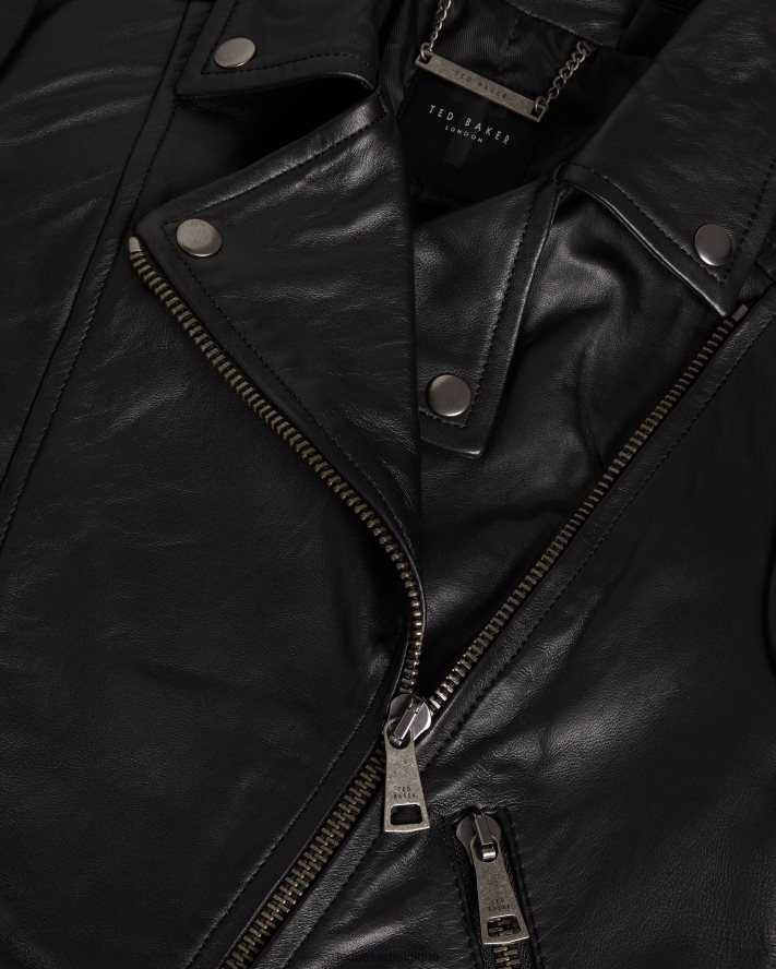 être Ted Baker femmes ellaar veste motard ajustée en cuir noir FR8J42196 vêtements