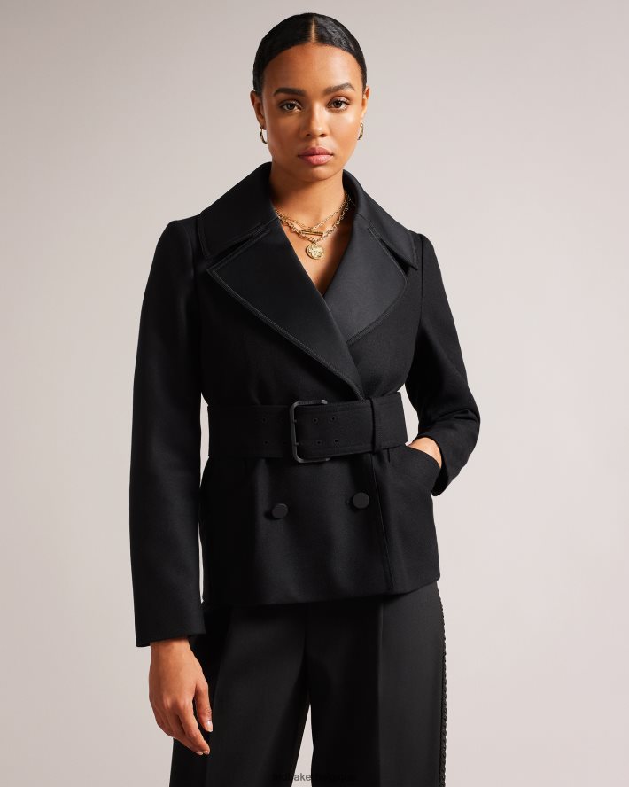 être Ted Baker femmes hadleya caban ceinturé à col oversize noir FR8J42339 vêtements