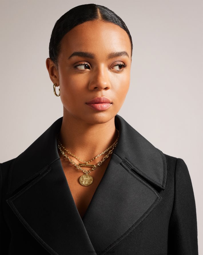être Ted Baker femmes hadleya caban ceinturé à col oversize noir FR8J42339 vêtements