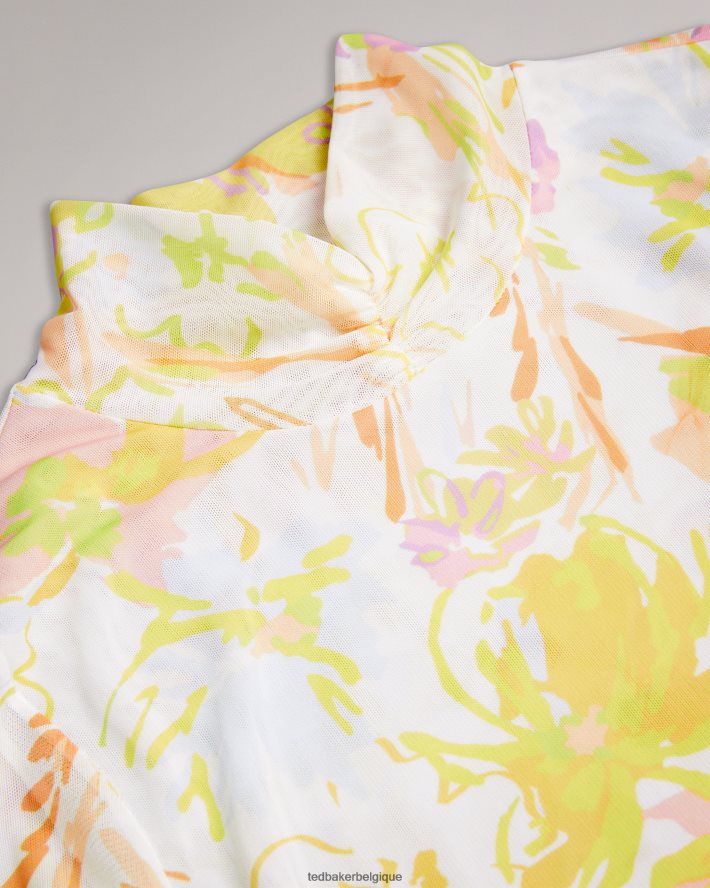 être Ted Baker femmes haut en résille dobby danuta blanc FR8J42553 vêtements