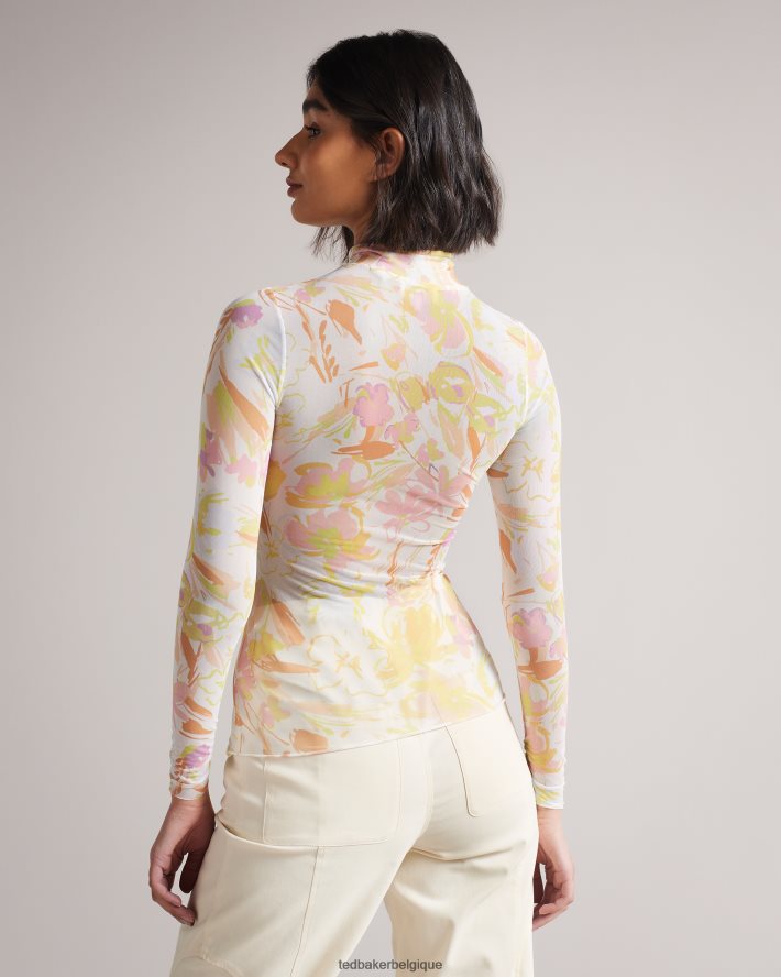 être Ted Baker femmes haut en résille dobby danuta blanc FR8J42553 vêtements