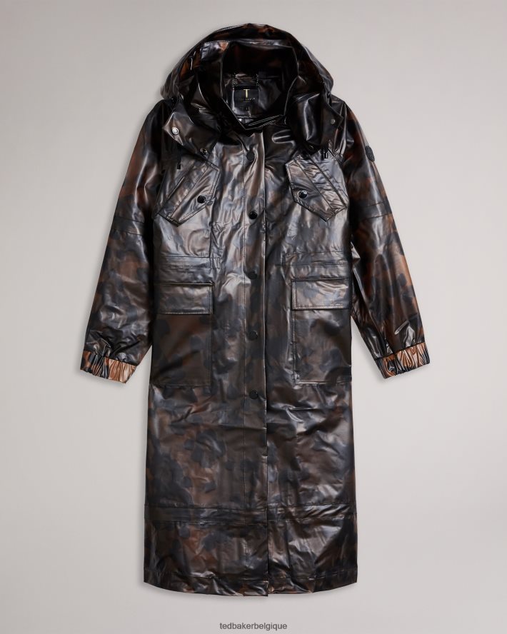 être Ted Baker femmes imperméable imprimé Rosalei brun clair FR8J42557 vêtements