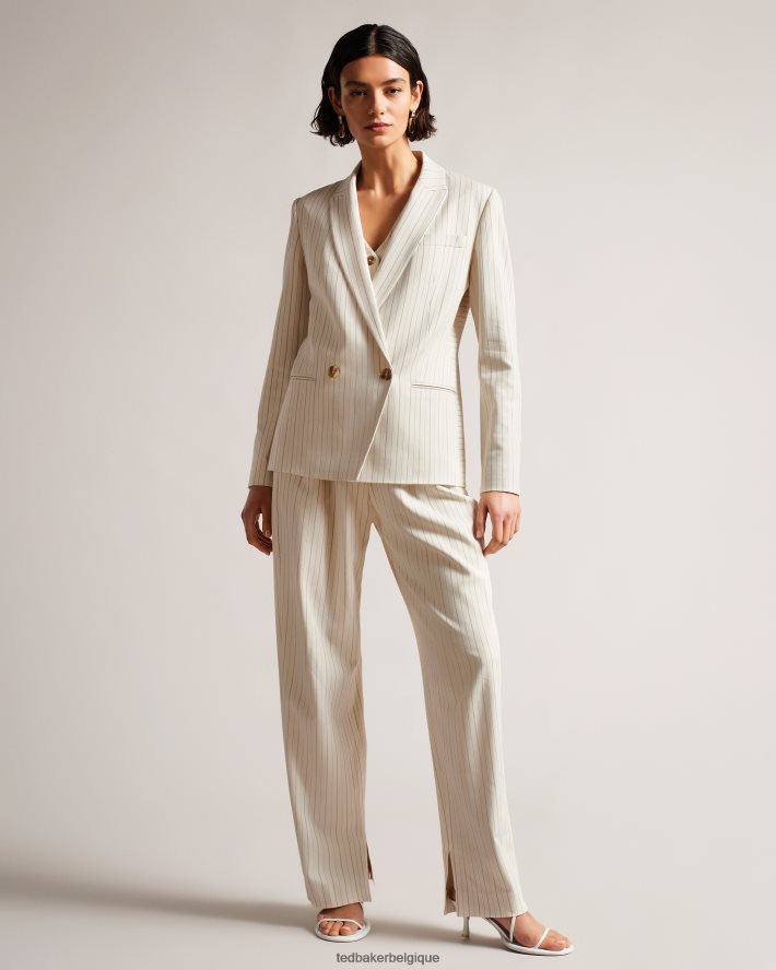 être Ted Baker femmes kllara - veste de costume décontractée à fines rayures crème FR8J42250 vêtements