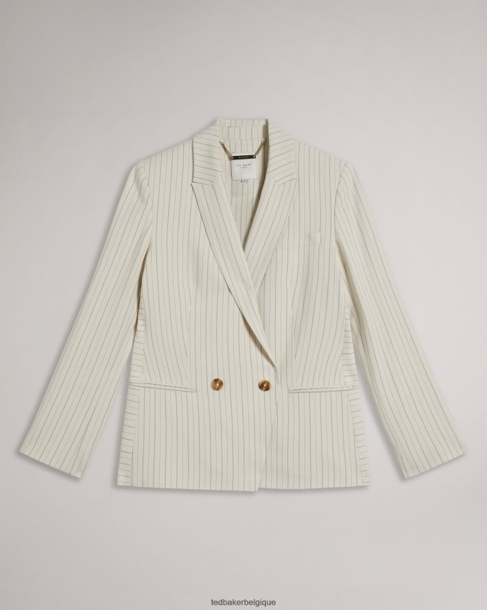 être Ted Baker femmes kllara - veste de costume décontractée à fines rayures crème FR8J42250 vêtements