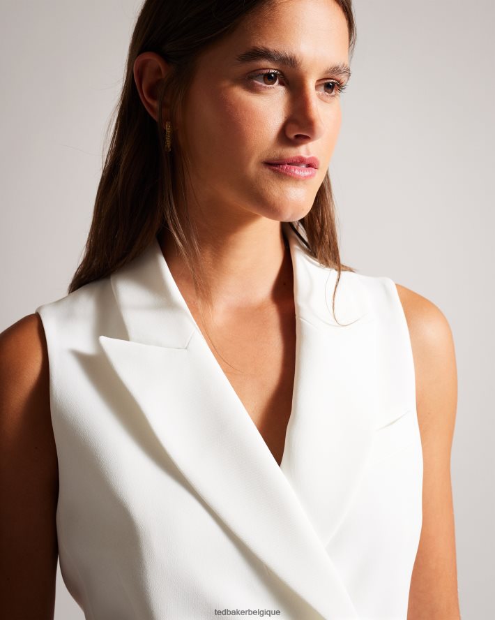 être Ted Baker femmes llaylaj veste croisée sans manches blanc FR8J42334 vêtements