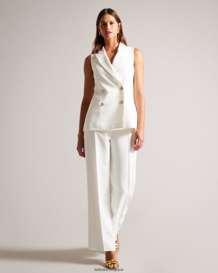 être Ted Baker femmes llaylaj veste croisée sans manches blanc FR8J42334 vêtements