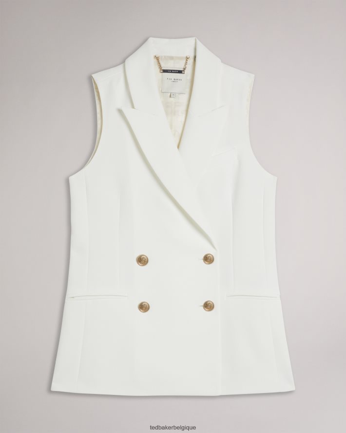 être Ted Baker femmes llaylaj veste croisée sans manches blanc FR8J42334 vêtements