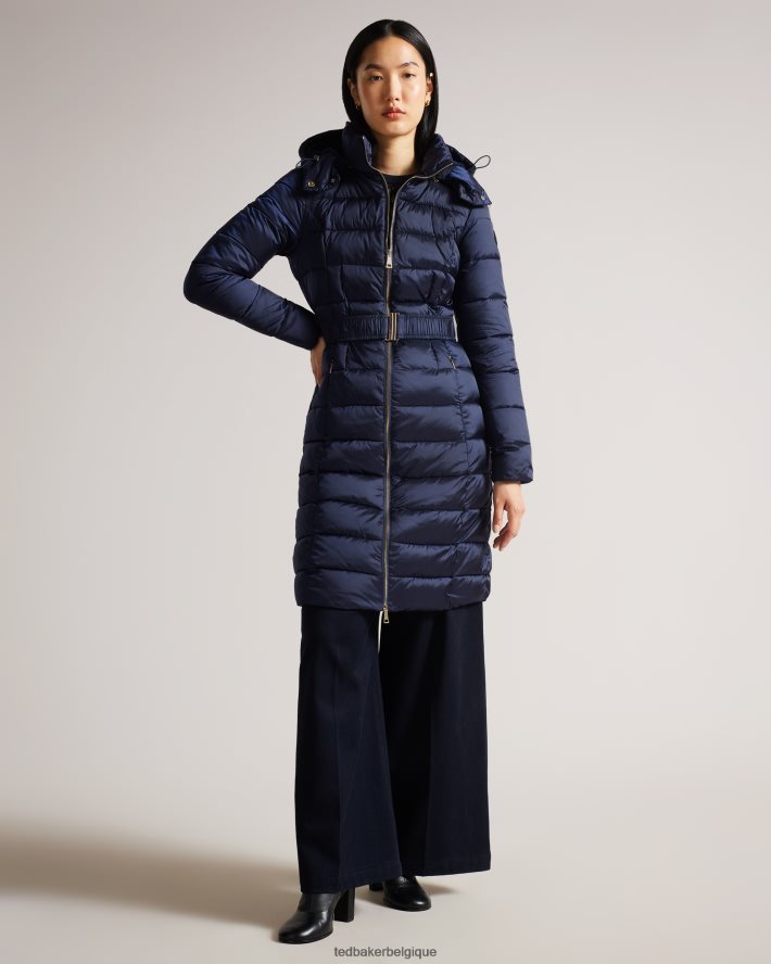 être Ted Baker femmes long manteau imperméable matelassé Aliciee marine FR8J4278 vêtements