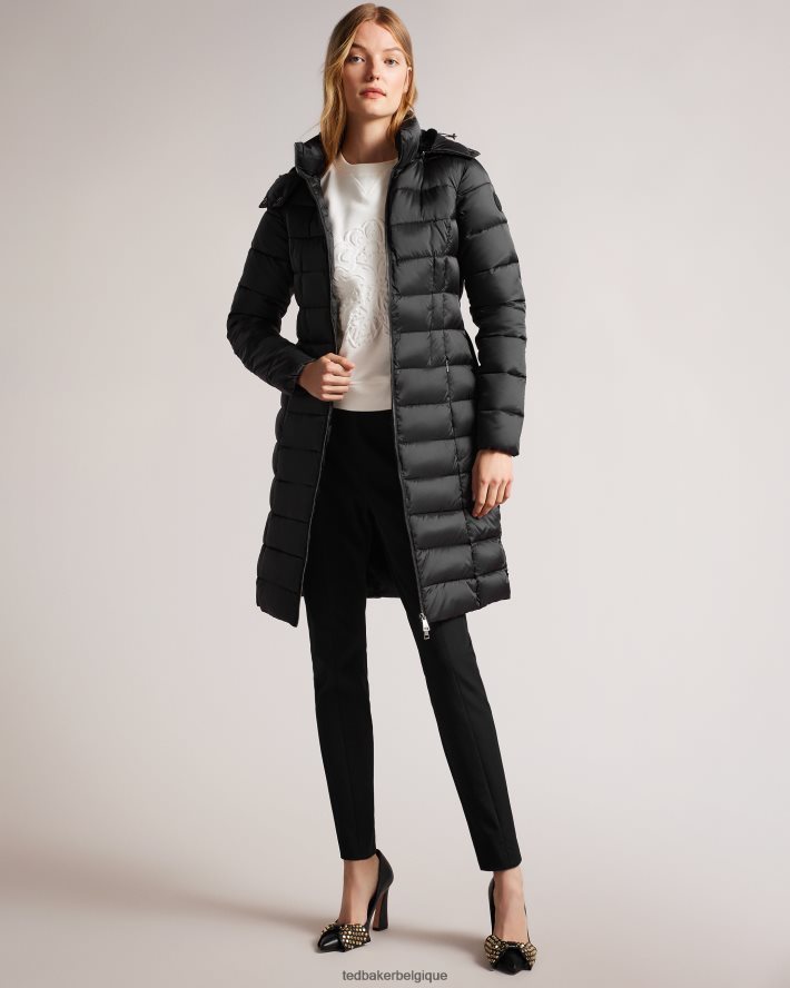 être Ted Baker femmes long manteau imperméable matelassé Aliciee noir FR8J42348 vêtements