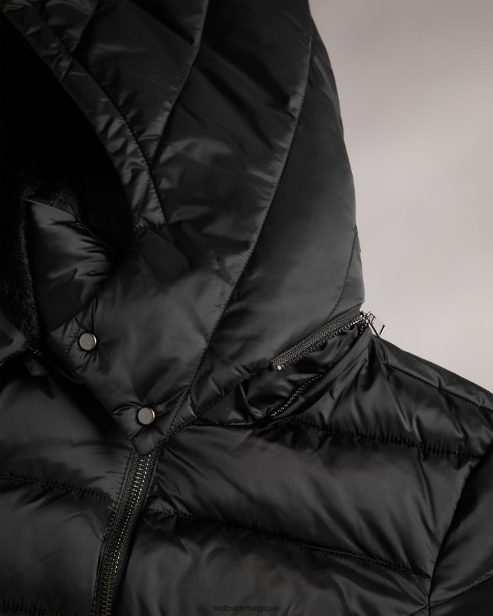 être Ted Baker femmes long manteau imperméable matelassé Aliciee noir FR8J42348 vêtements