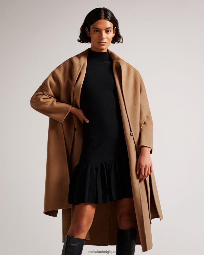 être Ted Baker femmes manteau avec écharpe en double laine Solanna chameau FR8J42290 vêtements