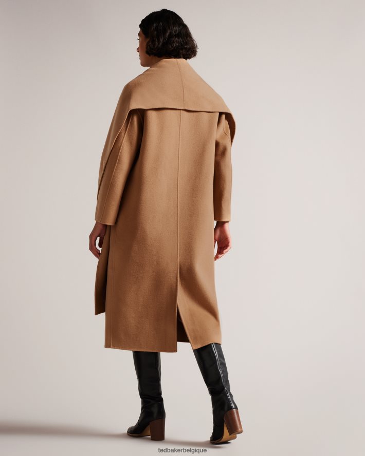 être Ted Baker femmes manteau avec écharpe en double laine Solanna chameau FR8J42290 vêtements