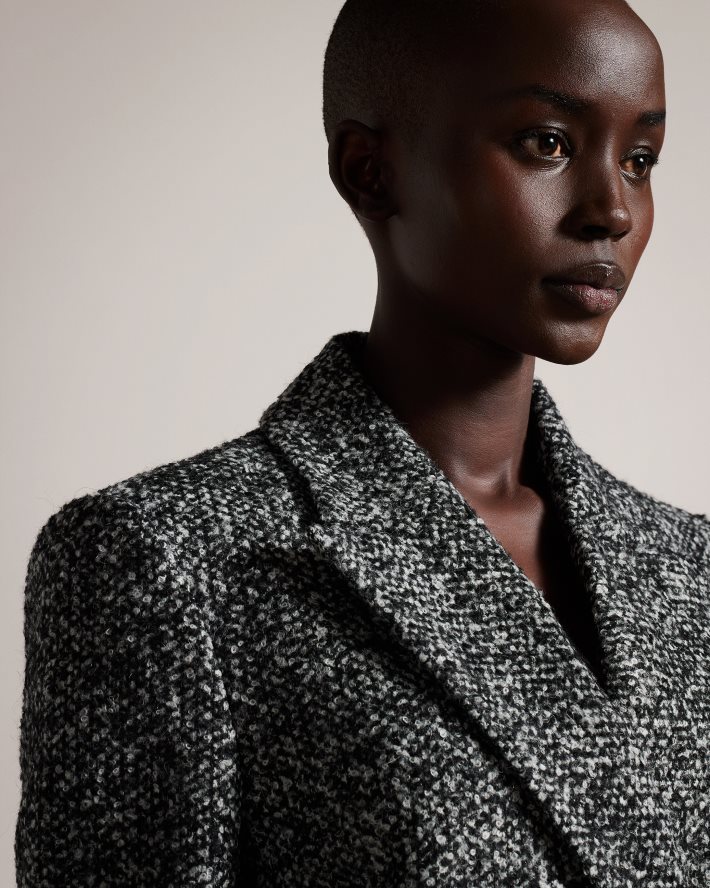 être Ted Baker femmes manteau blazer oversize chiné Robinet noir FR8J4243 vêtements