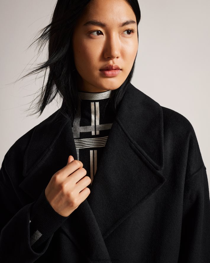 être Ted Baker femmes manteau cocon caysa avec col oversize noir FR8J42456 vêtements