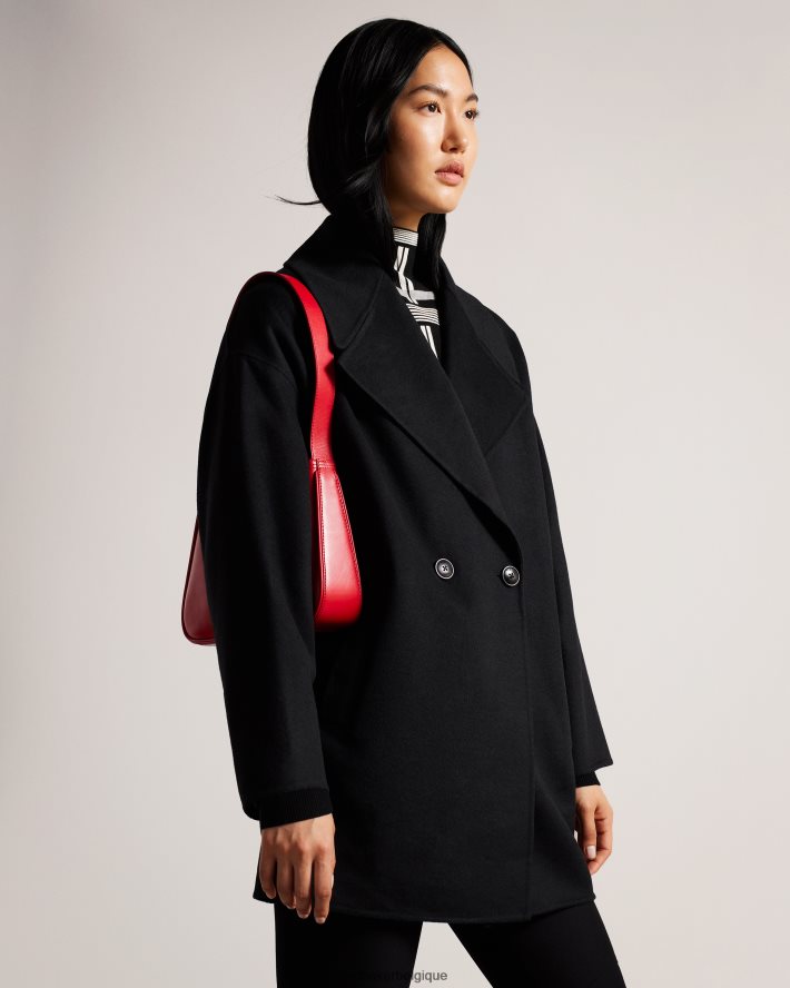 être Ted Baker femmes manteau cocon caysa avec col oversize noir FR8J42456 vêtements
