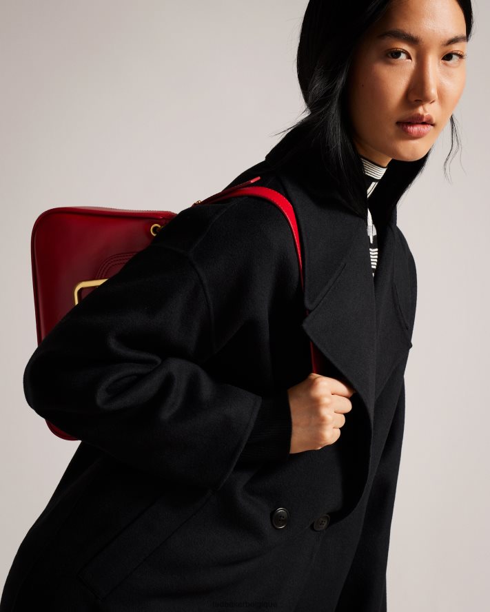être Ted Baker femmes manteau cocon caysa avec col oversize noir FR8J42456 vêtements