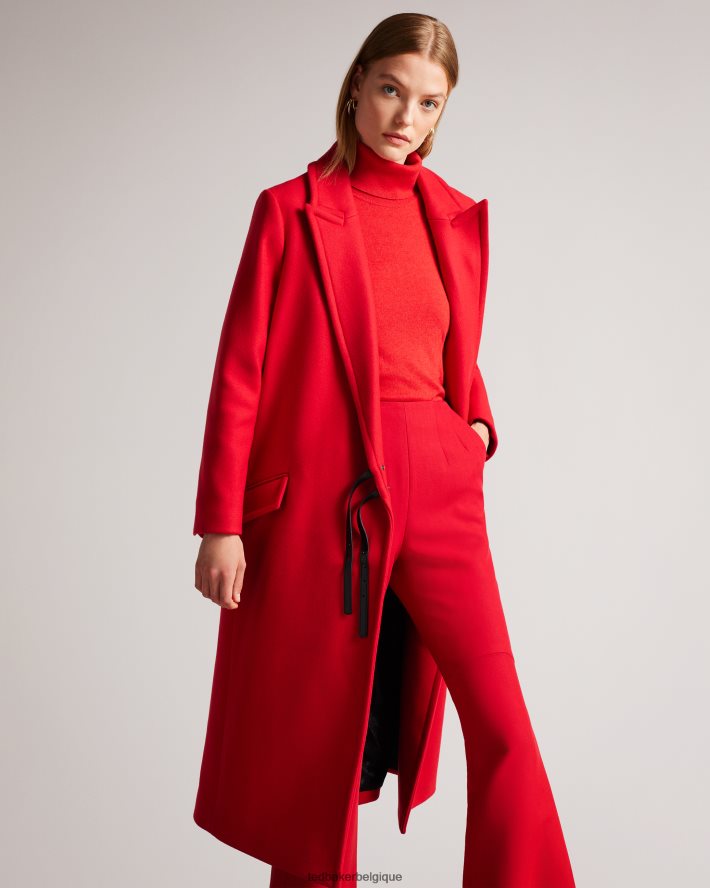 être Ted Baker femmes manteau de ville frejia avec détail de sangle amovible rouge FR8J42452 vêtements