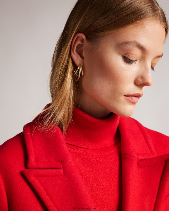 être Ted Baker femmes manteau de ville frejia avec détail de sangle amovible rouge FR8J42452 vêtements