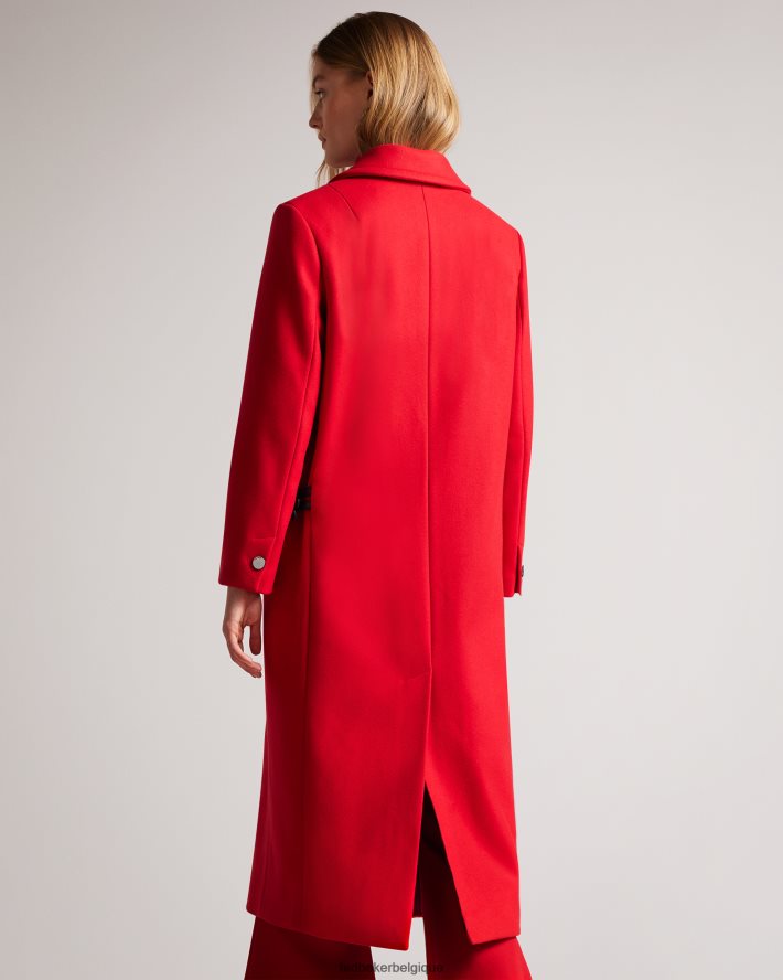 être Ted Baker femmes manteau de ville frejia avec détail de sangle amovible rouge FR8J42452 vêtements