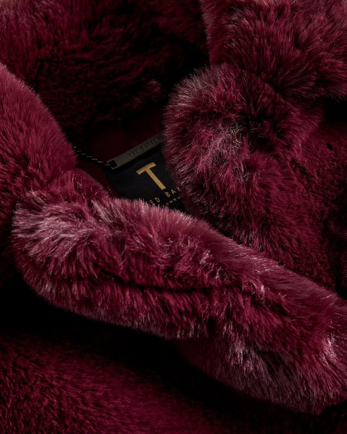être Ted Baker femmes manteau liliam en fausse fourrure longueur hanches violet foncé FR8J42454 vêtements