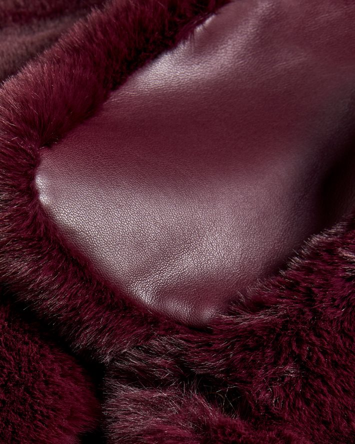 être Ted Baker femmes manteau liliam en fausse fourrure longueur hanches violet foncé FR8J42454 vêtements