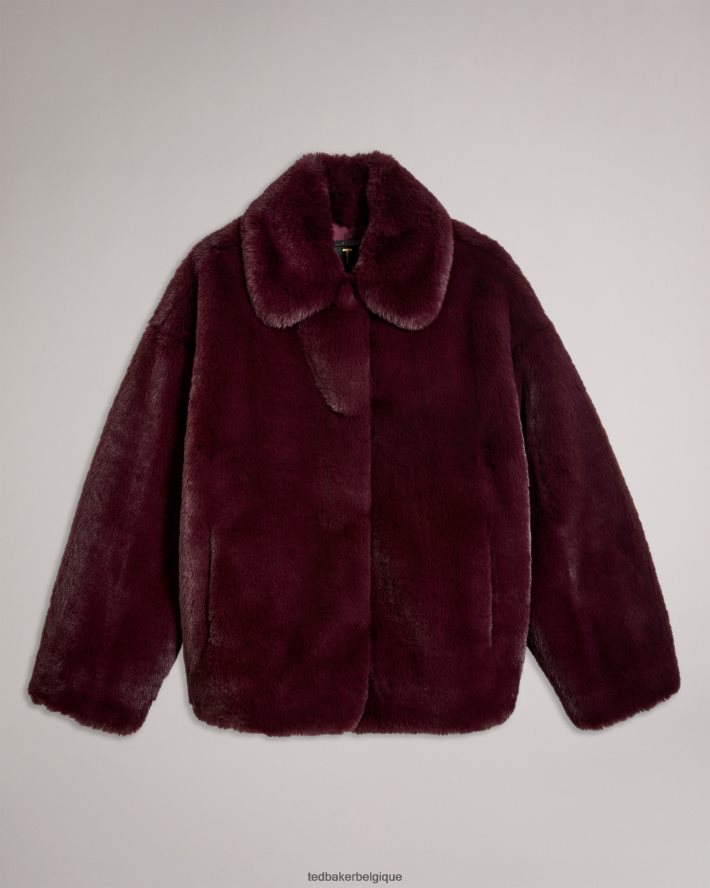 être Ted Baker femmes manteau liliam en fausse fourrure longueur hanches violet foncé FR8J42454 vêtements