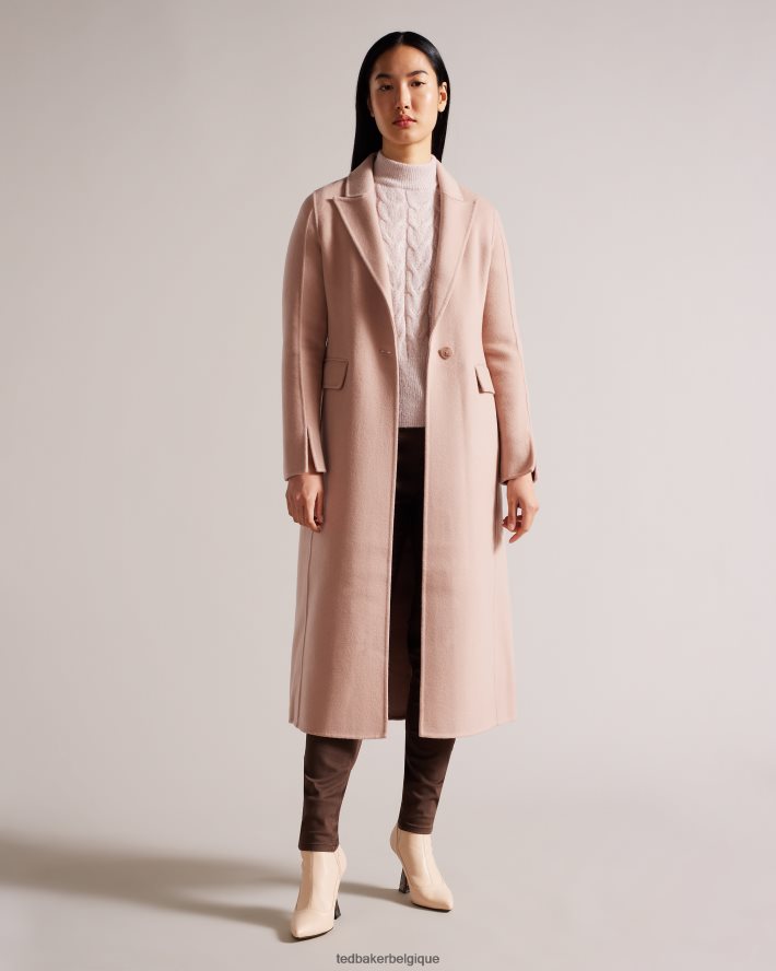 être Ted Baker femmes manteau long en laine mélangée serinn rose sombre FR8J4277 vêtements