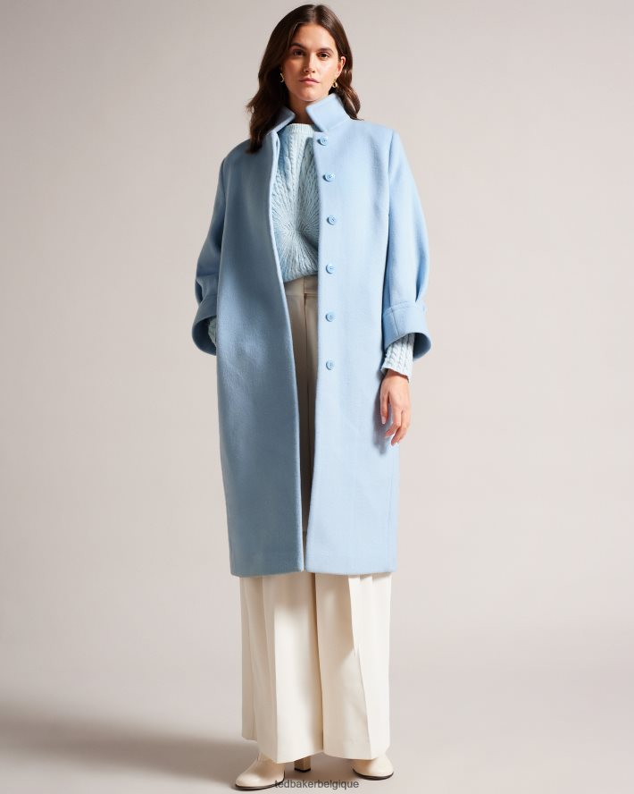 être Ted Baker femmes manteau mi-long sairse avec manches volumineuses bleu clair FR8J4242 vêtements