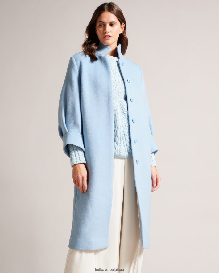 être Ted Baker femmes manteau mi-long sairse avec manches volumineuses bleu clair FR8J4242 vêtements