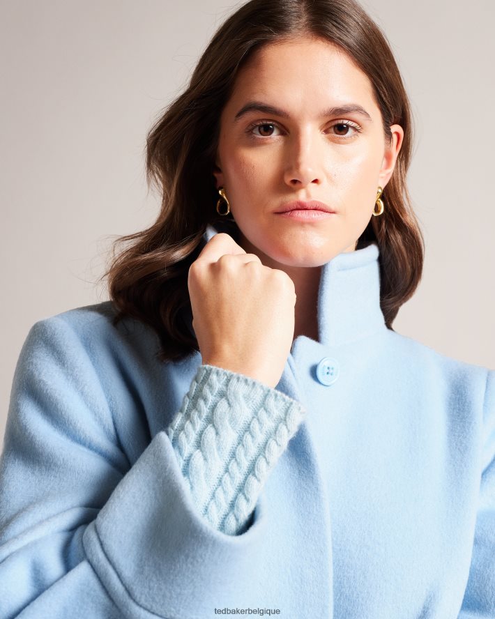 être Ted Baker femmes manteau mi-long sairse avec manches volumineuses bleu clair FR8J4242 vêtements