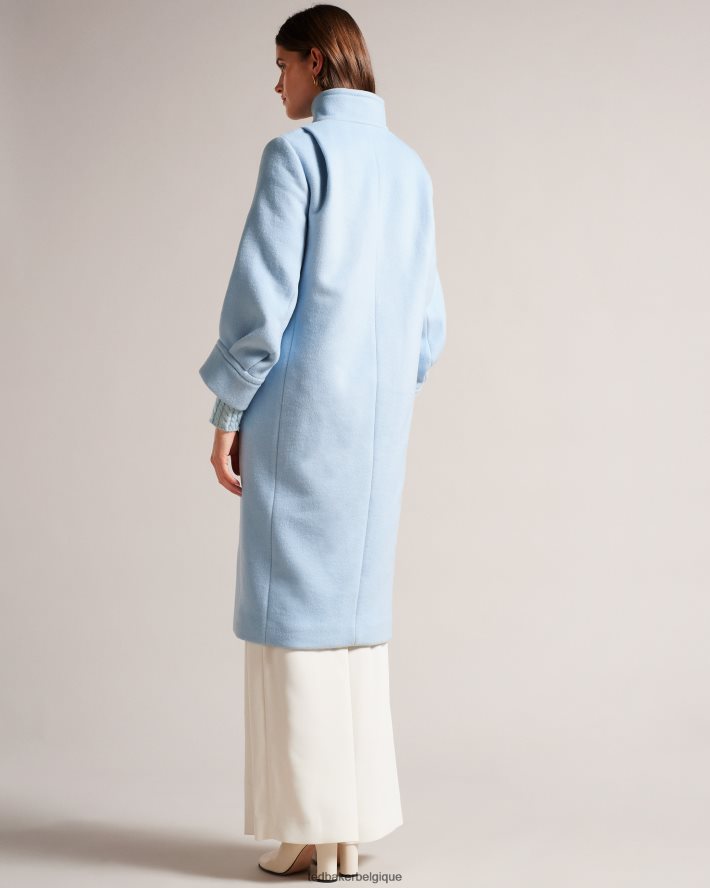 être Ted Baker femmes manteau mi-long sairse avec manches volumineuses bleu clair FR8J4242 vêtements