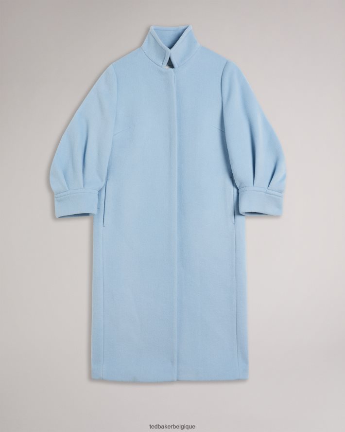 être Ted Baker femmes manteau mi-long sairse avec manches volumineuses bleu clair FR8J4242 vêtements