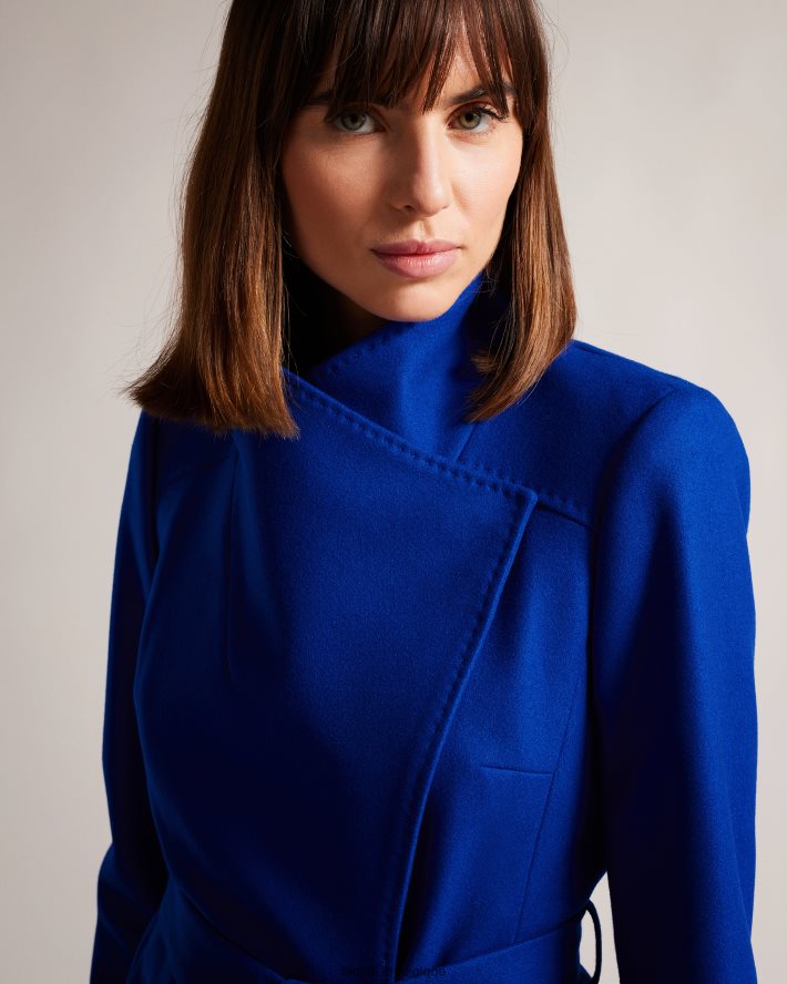 être Ted Baker femmes manteau portefeuille court en laine rytaa bleu FR8J42524 vêtements