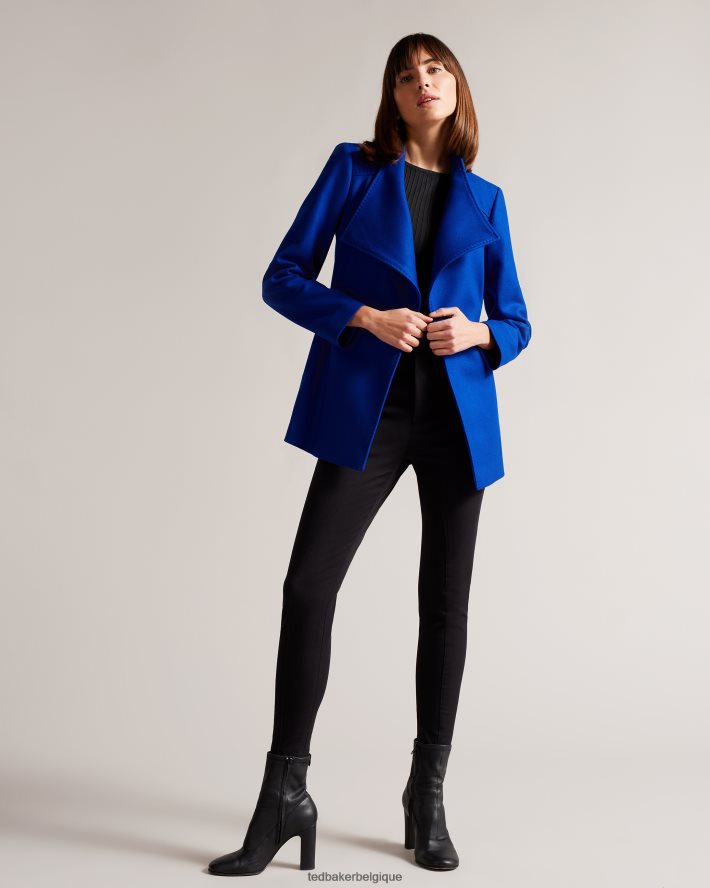 être Ted Baker femmes manteau portefeuille court en laine rytaa bleu FR8J42524 vêtements