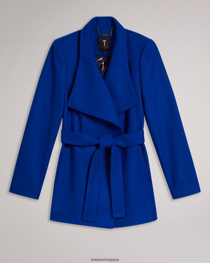 être Ted Baker femmes manteau portefeuille court en laine rytaa bleu FR8J42524 vêtements