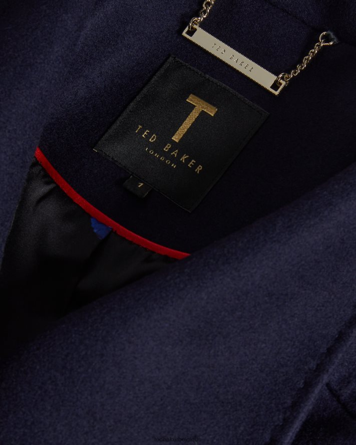 être Ted Baker femmes manteau portefeuille court en laine rytaa bleu marine foncé FR8J42501 vêtements