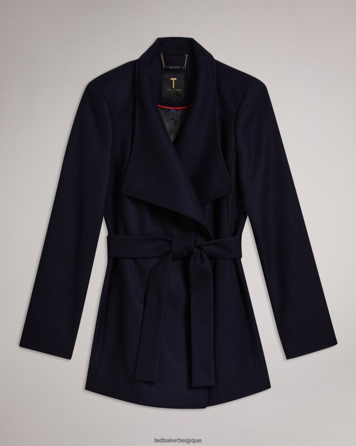 être Ted Baker femmes manteau portefeuille court en laine rytaa bleu marine foncé FR8J42501 vêtements