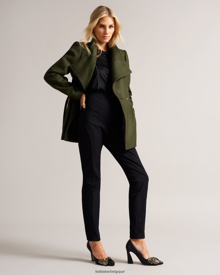 être Ted Baker femmes manteau portefeuille court en laine rytaa kaki FR8J42563 vêtements