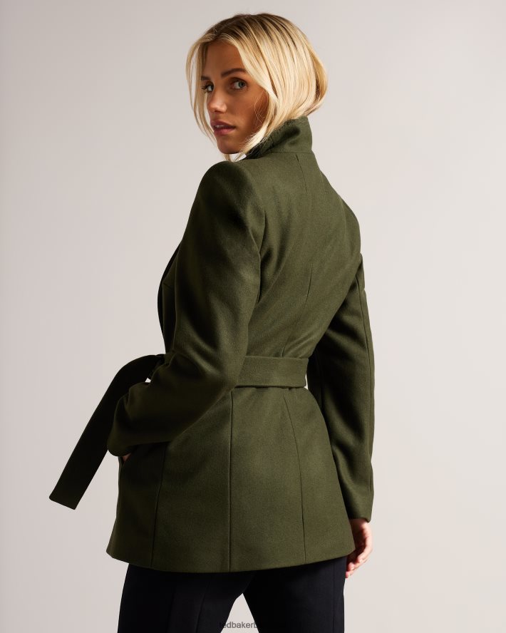 être Ted Baker femmes manteau portefeuille court en laine rytaa kaki FR8J42563 vêtements