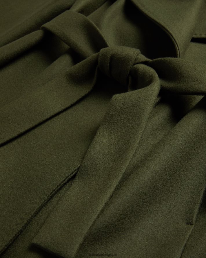 être Ted Baker femmes manteau portefeuille court en laine rytaa kaki FR8J42563 vêtements