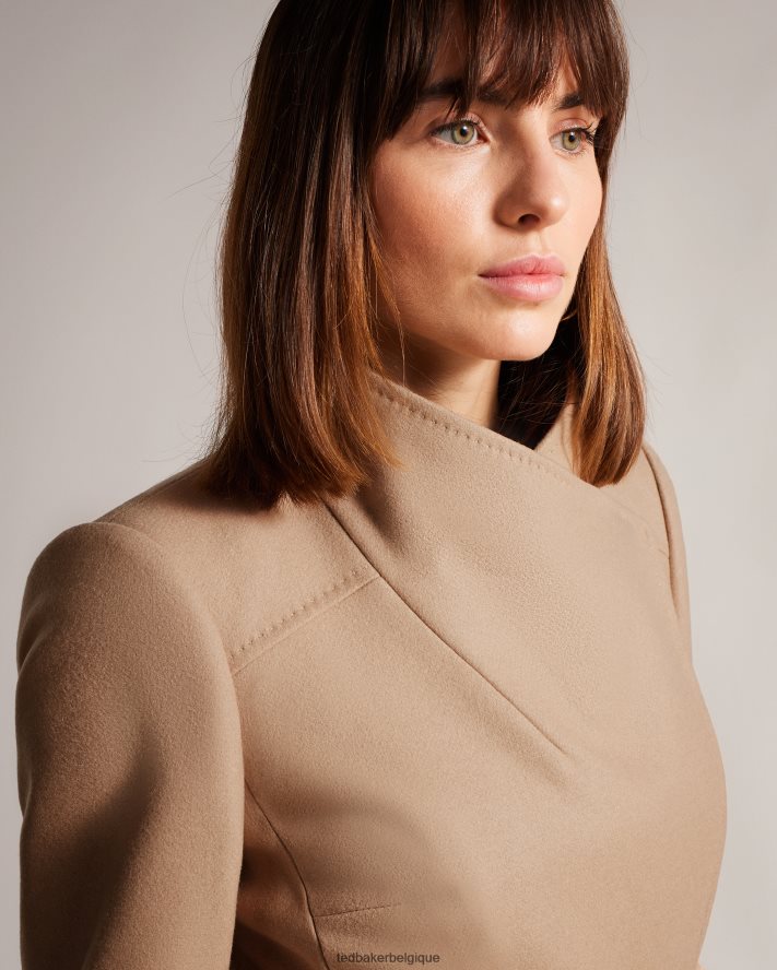 être Ted Baker femmes manteau portefeuille court en laine rytaa naturel FR8J42546 vêtements