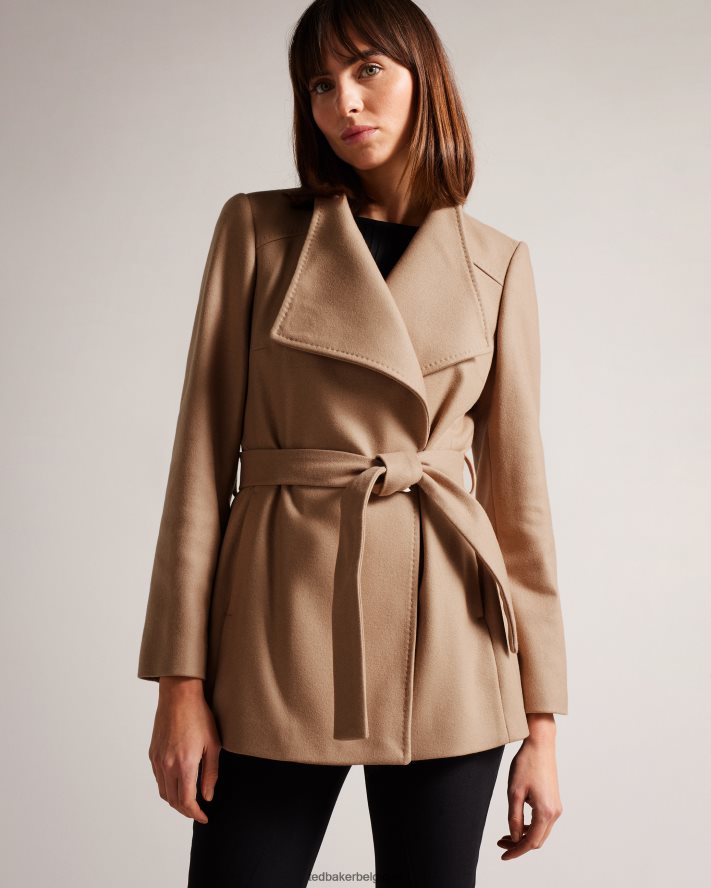 être Ted Baker femmes manteau portefeuille court en laine rytaa naturel FR8J42546 vêtements