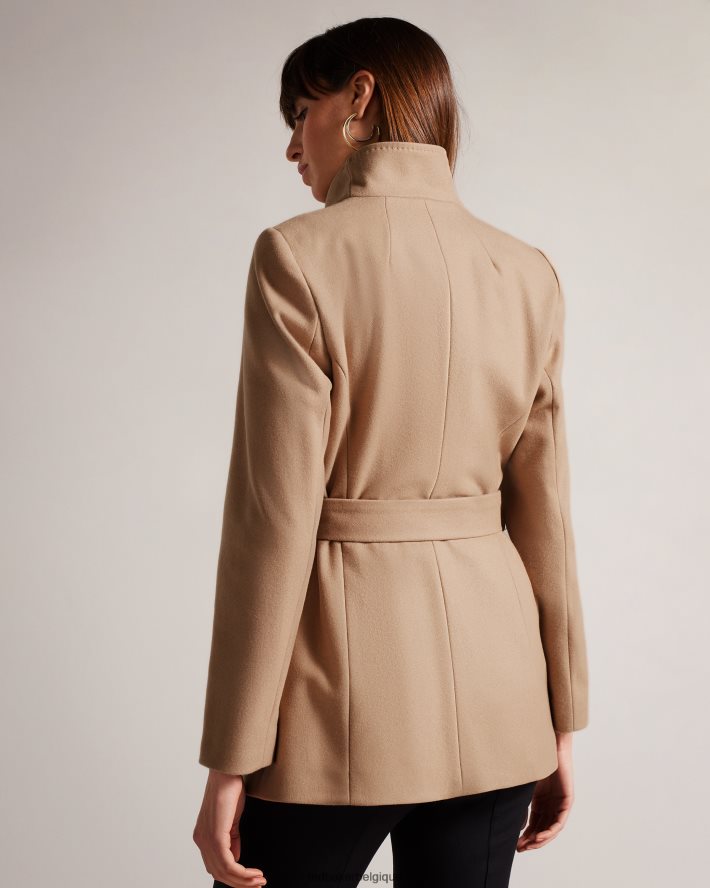 être Ted Baker femmes manteau portefeuille court en laine rytaa naturel FR8J42546 vêtements