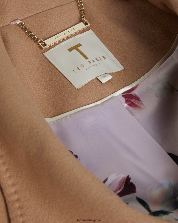 être Ted Baker femmes manteau portefeuille court en laine rytaa naturel FR8J42546 vêtements