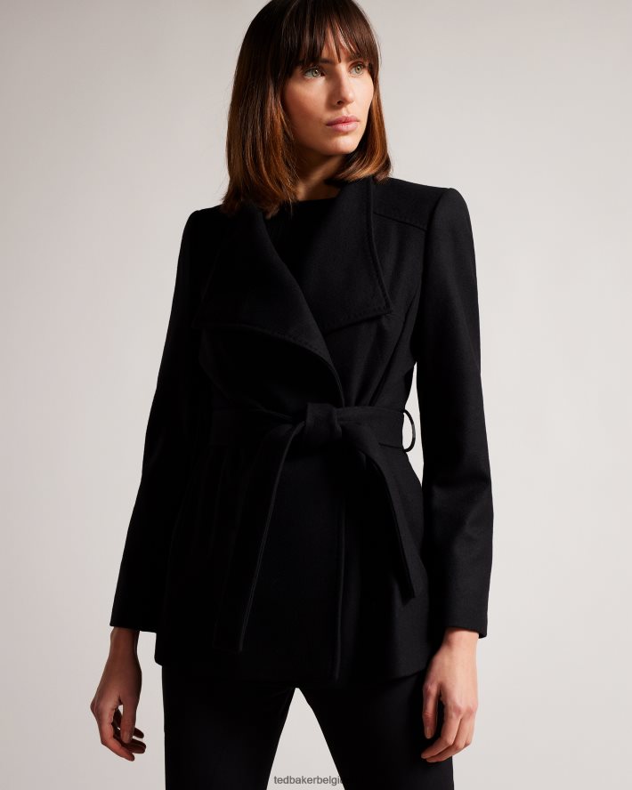 être Ted Baker femmes manteau portefeuille court en laine rytaa noir de jais FR8J42488 vêtements